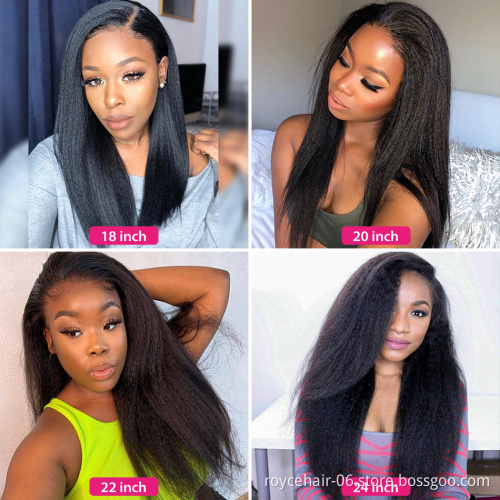 Cheap Yaki Hair Extensions Peruvian Virgin Human Hair Kinky Straight Curly Unprocessed 13x6 Transparent Lace Front Wig